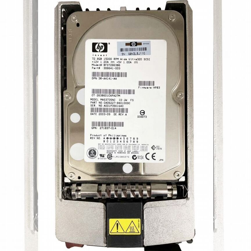 [CA06227-B40100DC] Жесткий Диск Hp 72,8gb U320scsi Ca06227-B40100dc