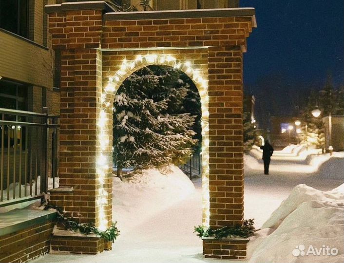 Украшение домов гирляндами