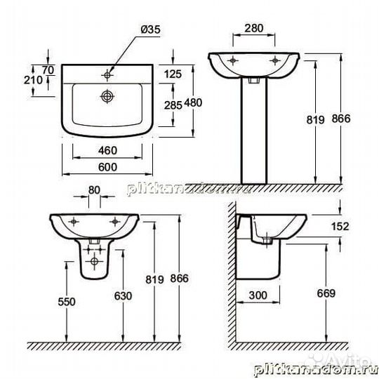 Jacob Delafon Panache E1435-00 раковина 60х48