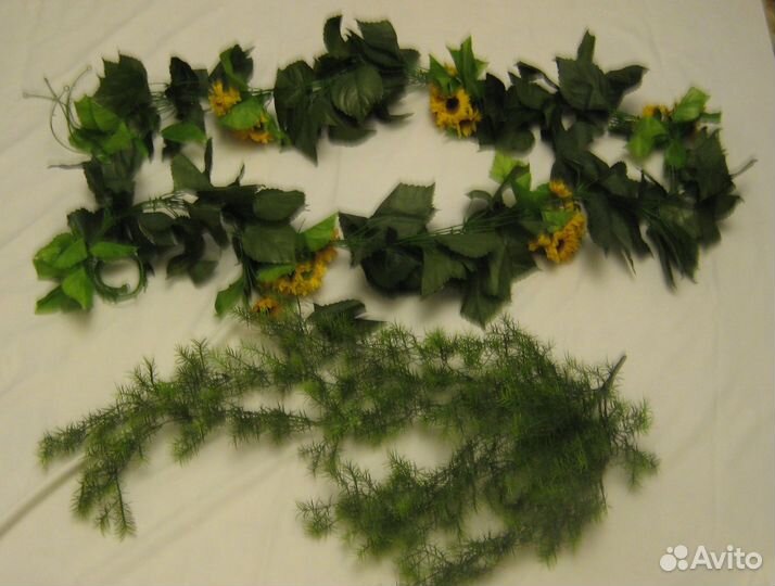 Искусственная зелень гирлянда подсолнух 2,5м и пу