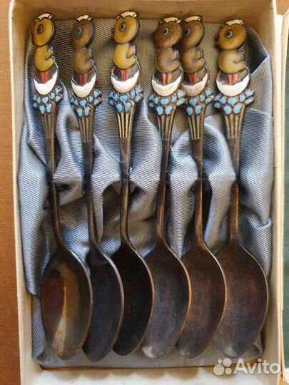 Редкие ложки СССР серебрение эмаль винтаж