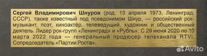 Сергей Шнуров группа Ленинград картина-автограф