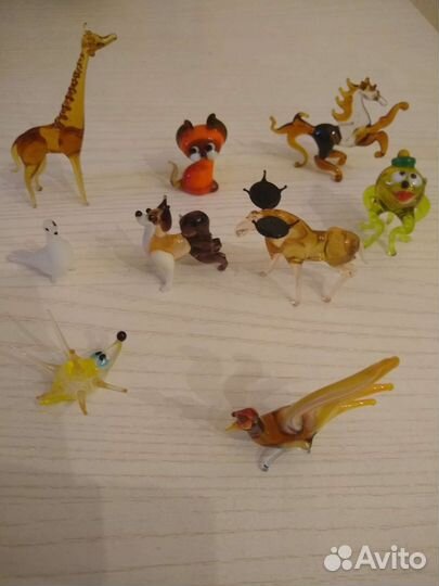 Стеклянные фигурки животных