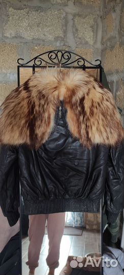 Кожаная куртка с натуральным мехом