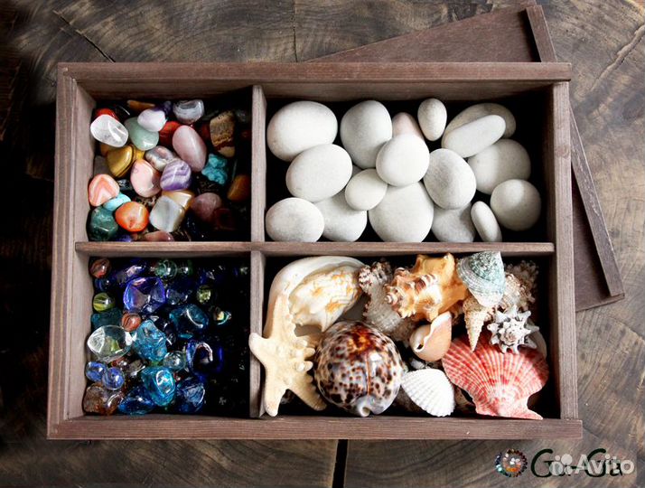 Сенсорный бокс GuGa в дерев.ящике (натур. самоцвет