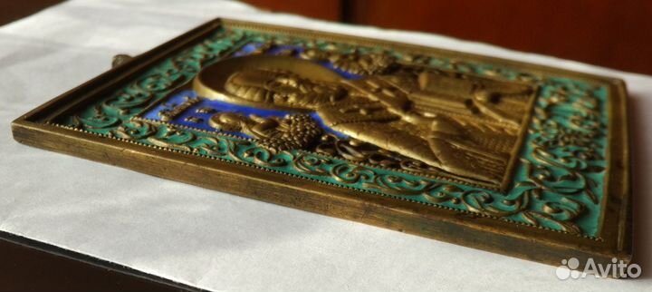 Икона бронзовая. Николай Чудотворец 19 век