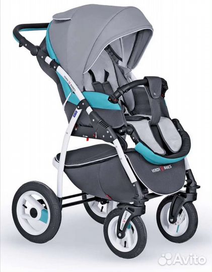 Коляска 3 в 1 optima verdi бирюзовая