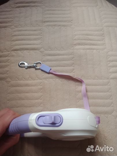 Поводок рулетка светящийся с фонариком, 5 метров