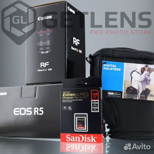 Canon R5 + RF 50 1.2 + SanDisk 128Gb + Holster