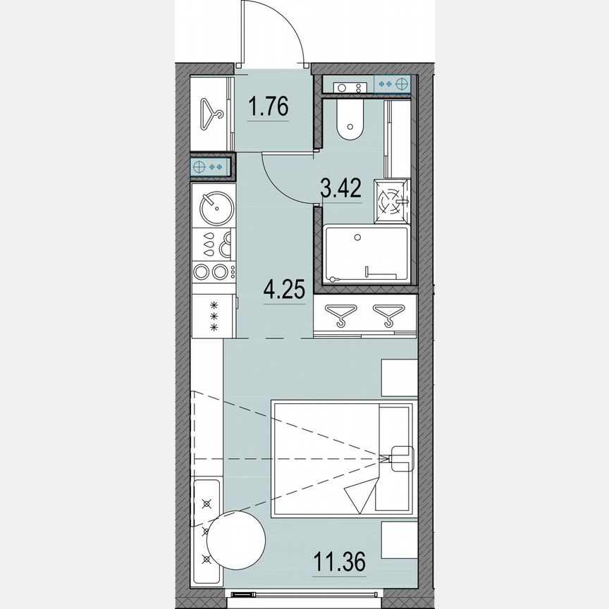 Квартира-студия, 20,8 м², 4/16 эт.