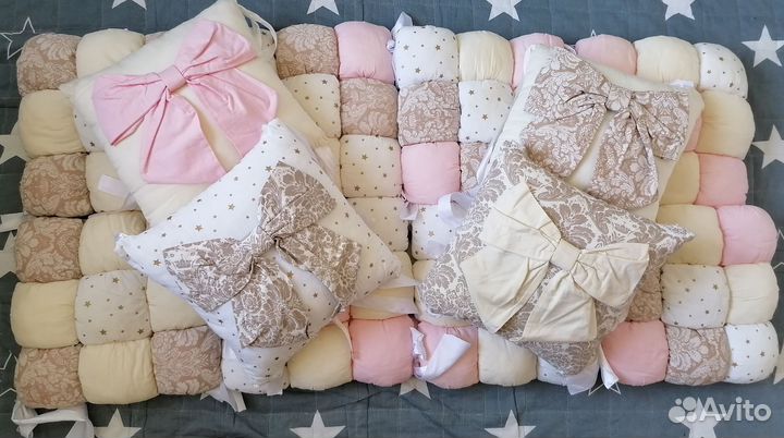 Бортики кокон и балдахин в кроватку