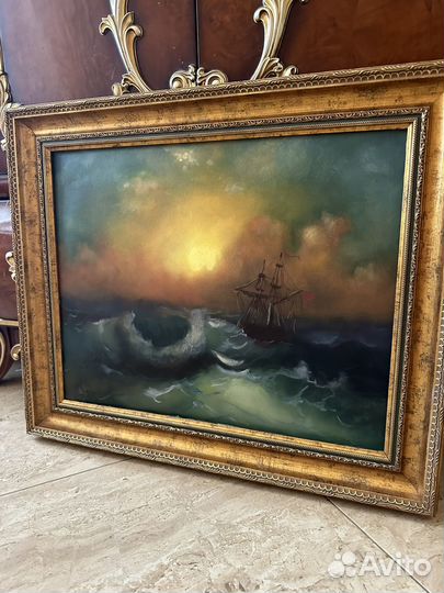 Картина подарок море солнце волна закат яркая