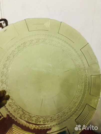 Тарелка зеленое стекло
