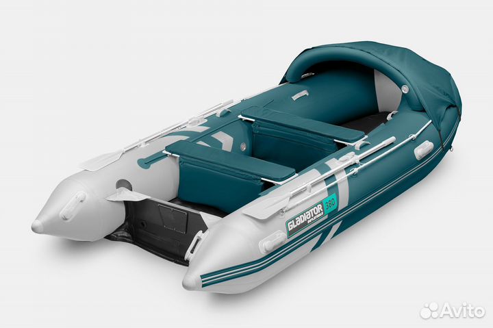 Лодка Gladiator E380PRO Морск. зелено-белая