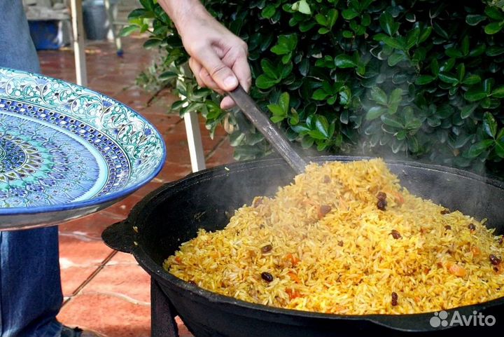 Казан чугунный узбекский с крышкой для плова