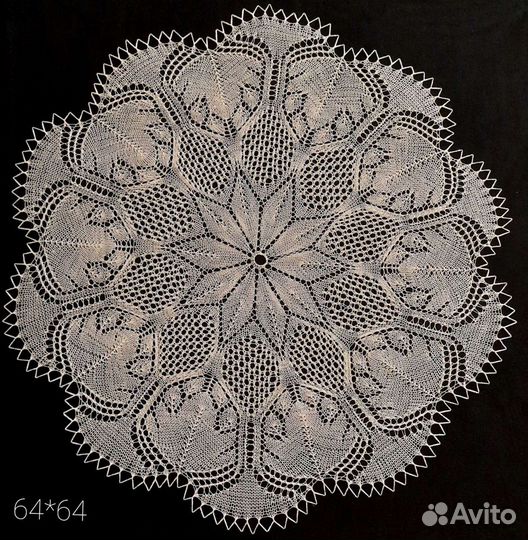 Ажурная вязаная салфетка спицами