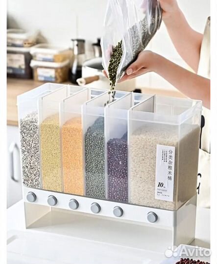 Диспенсер для хранения круп с дозатором для кухни