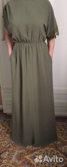 Платье 48 50 размер, хакки, на подкладке