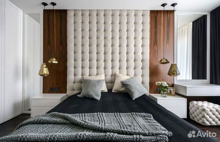 Мягкие стеновые панели из кожи, велюра