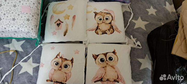 Бортики в детскую кроватку 12 подушек для девочки