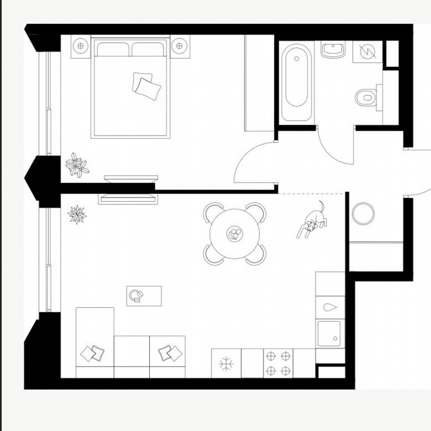 1-к. квартира, 42,9 м², 4/26 эт.