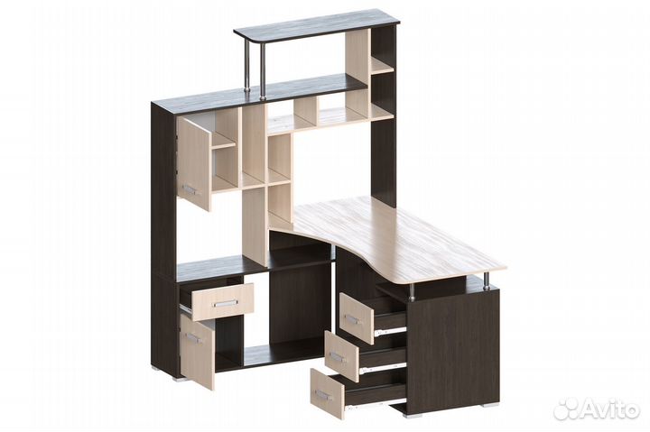Компьютерный стол угловой с полками