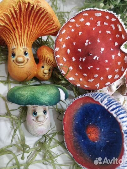 Елочные игрушки грибы папье-маше