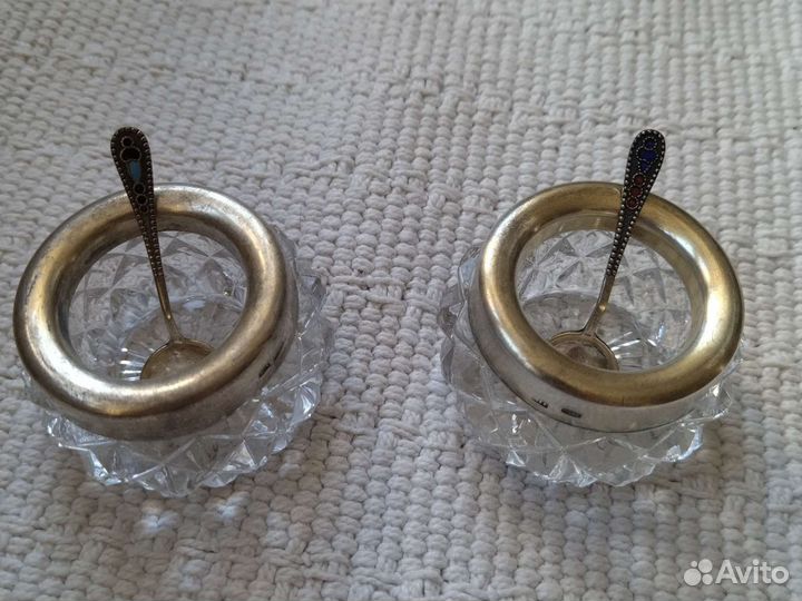 Солонка хрустальная СССР в серебре