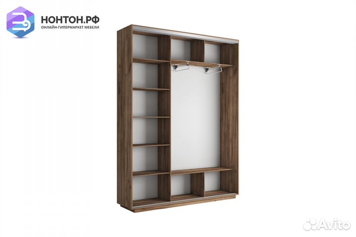 Шкаф-купе 3-х дверный с зеркалом Экспресс 45 крафт