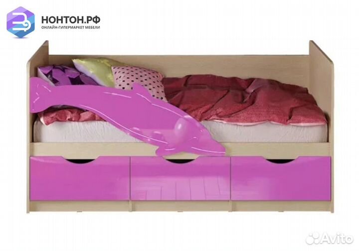 Кровать Дельфин №1 сиреневый металлик