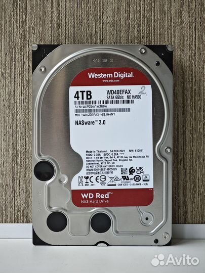 Жёсткий диск WD Red WD40efax, 4тб, HDD, SATA III