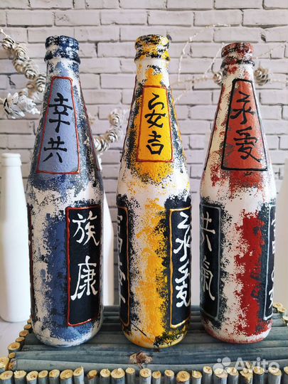 Интерьерные бутылки (ручная работа)