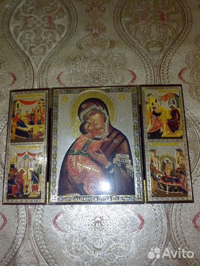 Икона -складень тройной (дерево)