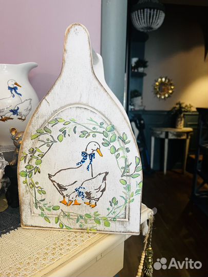 Ящик деревянный с ручкой Гуси из Чехии