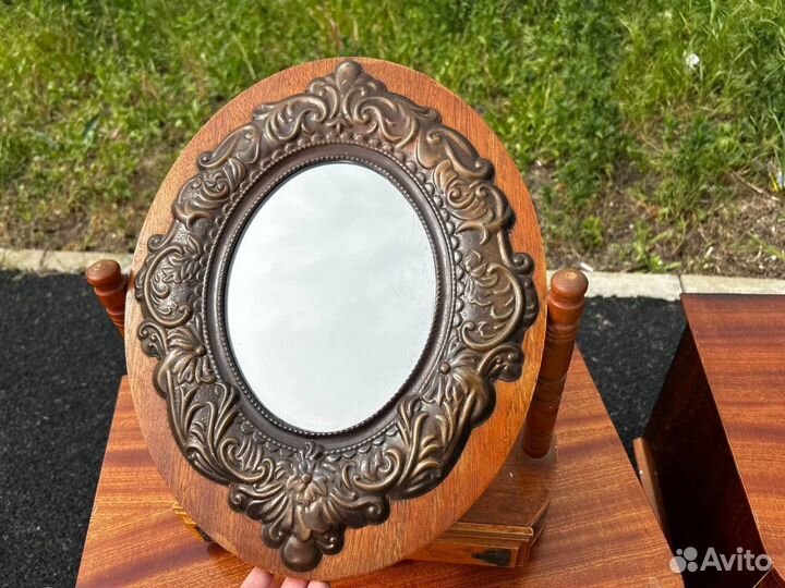 Зеркало старинное СССР 1960 г настольное винтажное