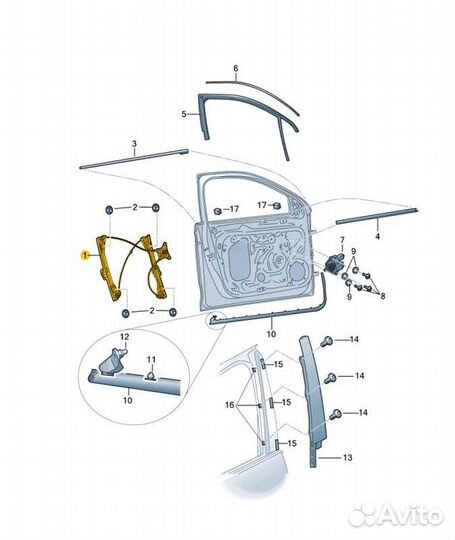 Стеклоподъемник передний правый Skoda Octavia cwva