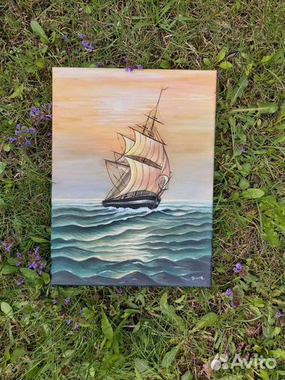Картина корабль в море