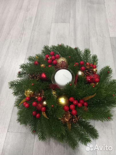 Венок-подввечник новогодний