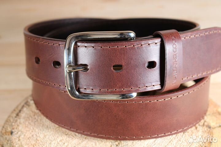 Ремень мужской из натуральной кожи с прошивкой