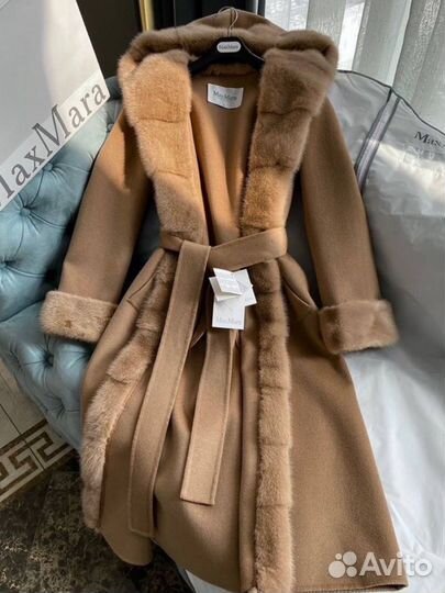 Пальто Мах Mara шерсть, кашемир, мех