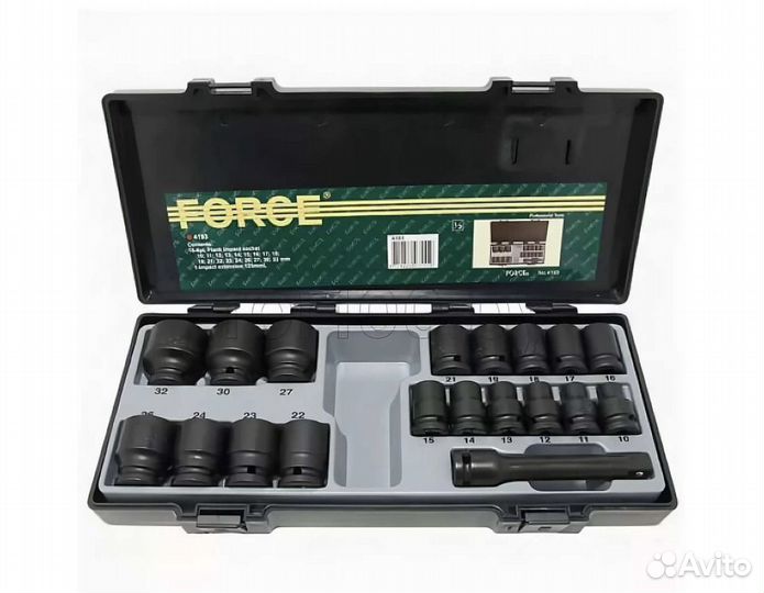 Набор коротких ударных головок 1/2’’ 19 пр. Force