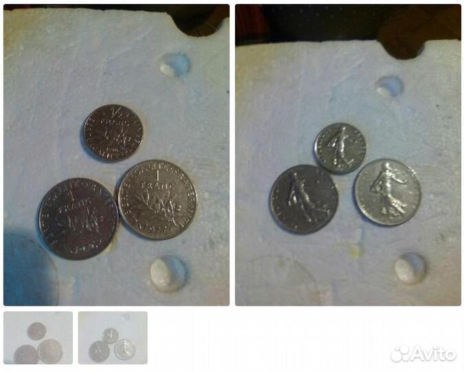 Франки (1франк - 1976,1977, 1/2франка -1986)