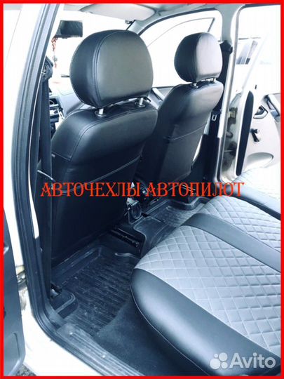 Чехлы Автопилот LADA Kalina из экокожи чёрно-серые