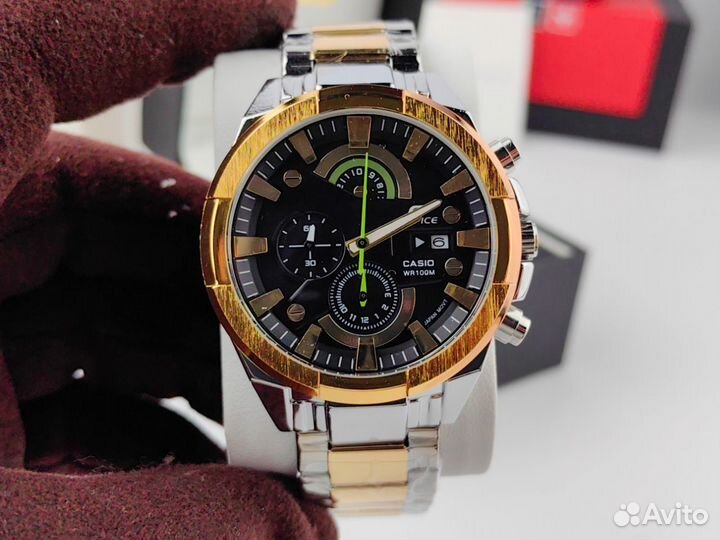 Мужские часы Casio Edifice gold тяжёлые