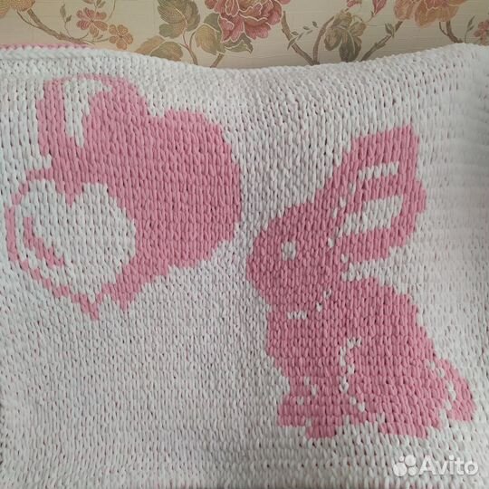 Плед детский вязаный ручная работа, пряжа пуффи