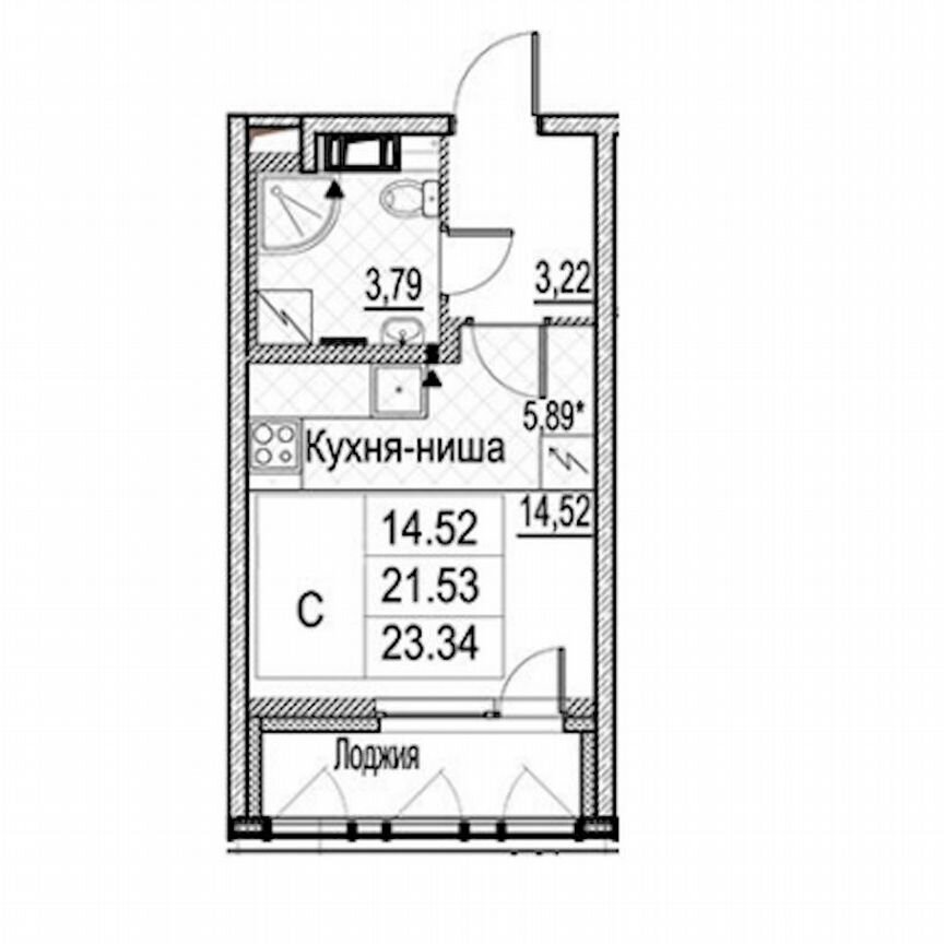 Квартира-студия, 23,3 м², 7/15 эт.