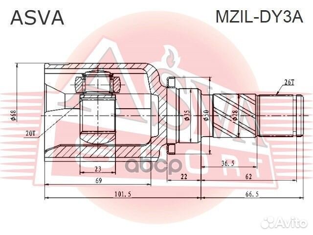 ШРУС внутренний перед лев mzildy3A asva