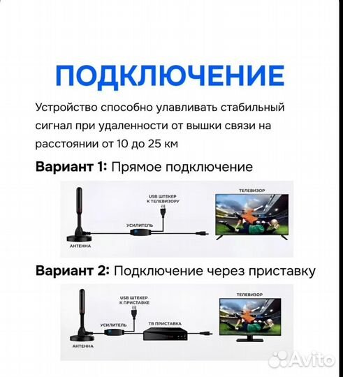 Антенна комнатная с усилителем