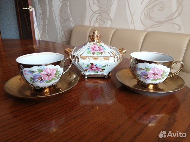 Комплект Фарфоровый, сахарница, чайные пары
