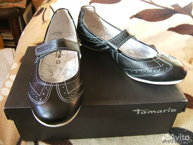 Туфли балетки школьные Tamaris кожаp36